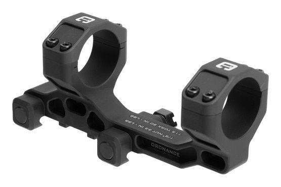 Modular scope mount with anodized black finish.